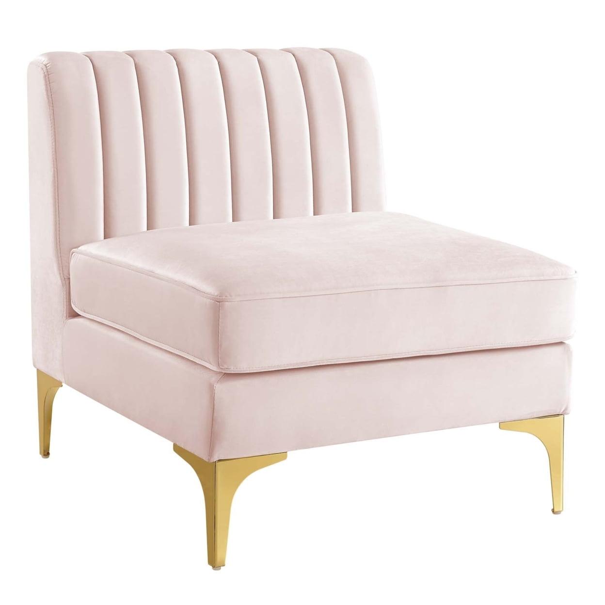 Triumph Channel Tufted Performance Velvet Armless Chair Pink