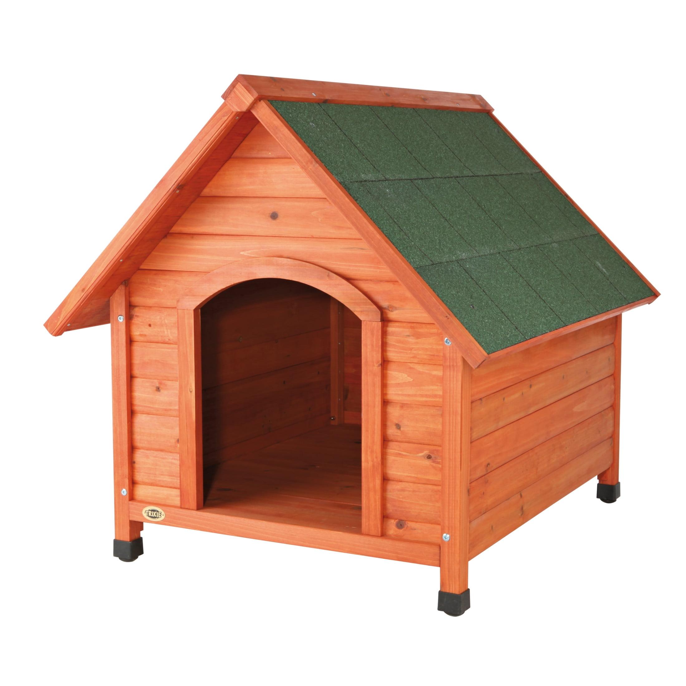 TRIXIE Cottage Weatherproof Outdoor Wooden Dog House Raised Floor for Medium Dogs Brown