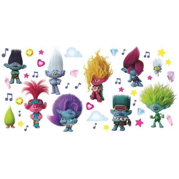 Room Mates Trolls 3 Band Together with Glitter Wall Decals