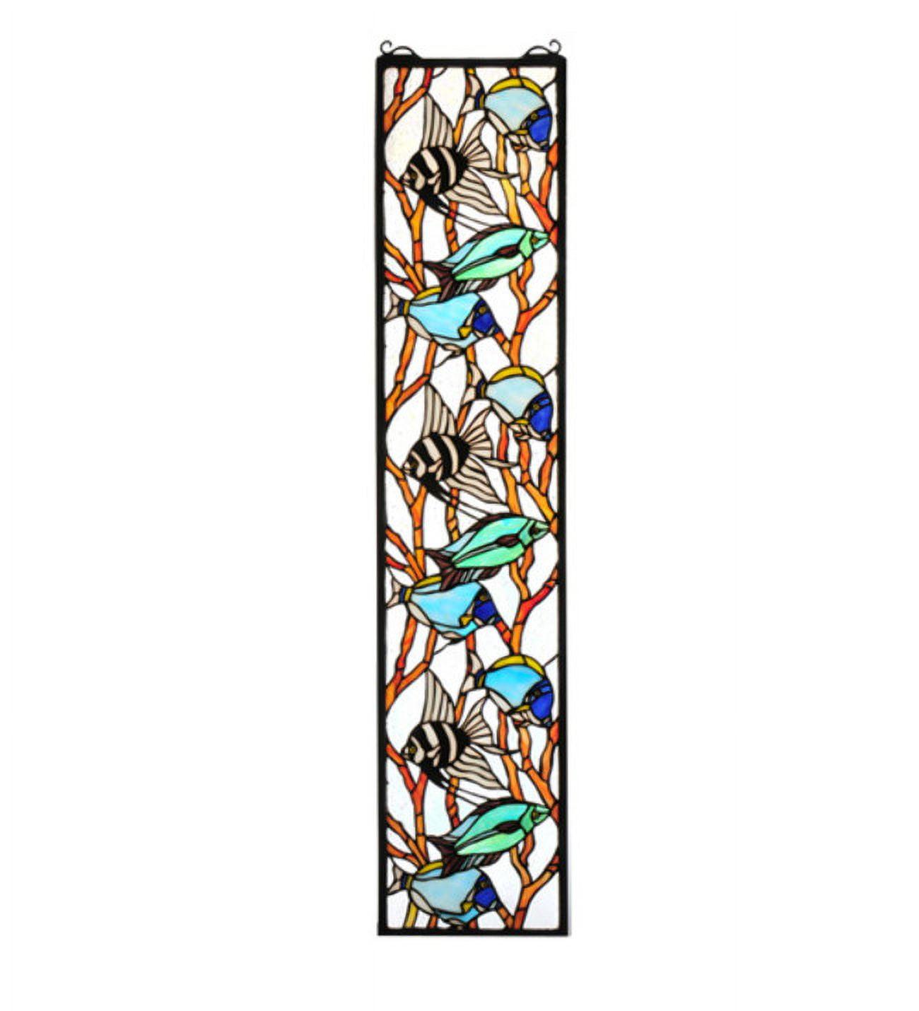 Tropical Fish 42" Stained Glass Decorative Window Panel