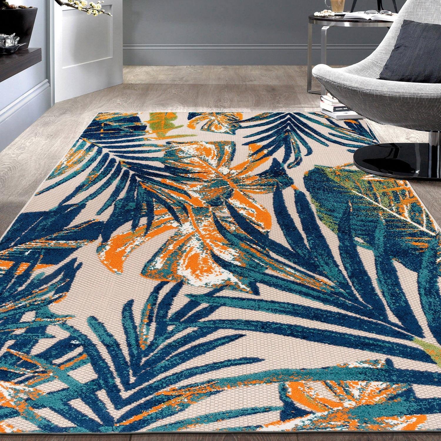 World Rug Gallery Floral Leaves Indoor/Outdoor Area Rug - Multi 7'10" x 10'