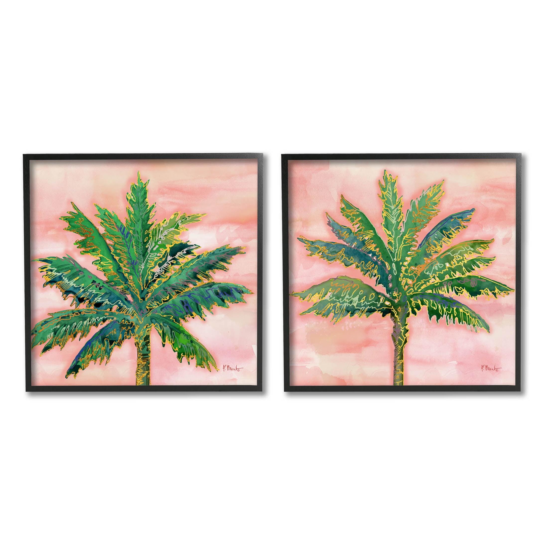 Stupell Industries " Tropical Palm Trees Glam Detail " by Paul Brent 2 - Pieces