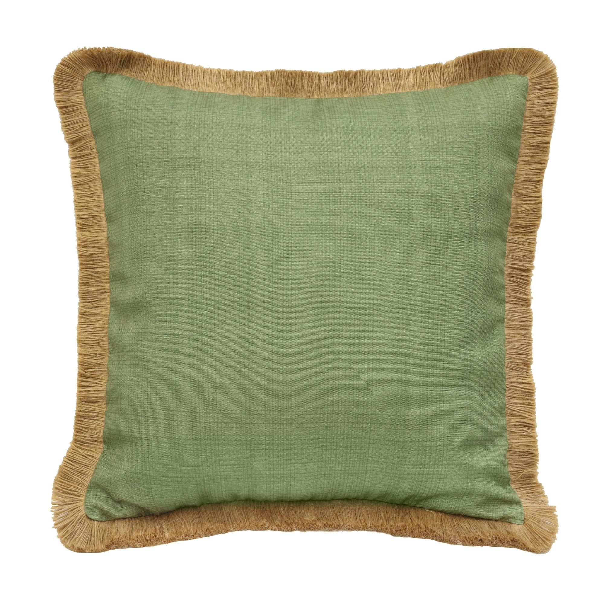 Sage Green Outdoor Box Throw Pillow with Jute Trim 20 x 20