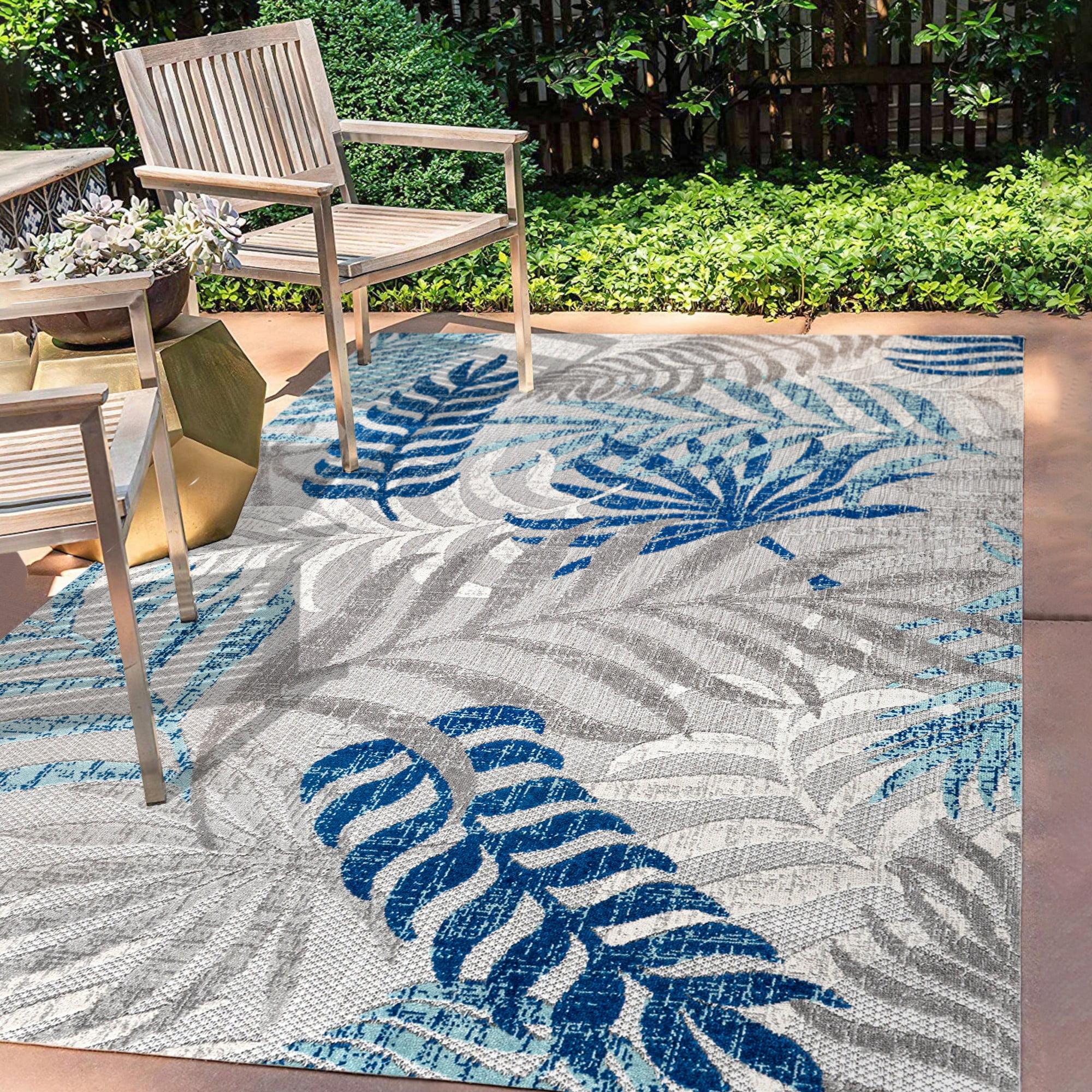 Tropics Palm Leaves Indoor/Outdoor Area Rug - JONATHAN Y