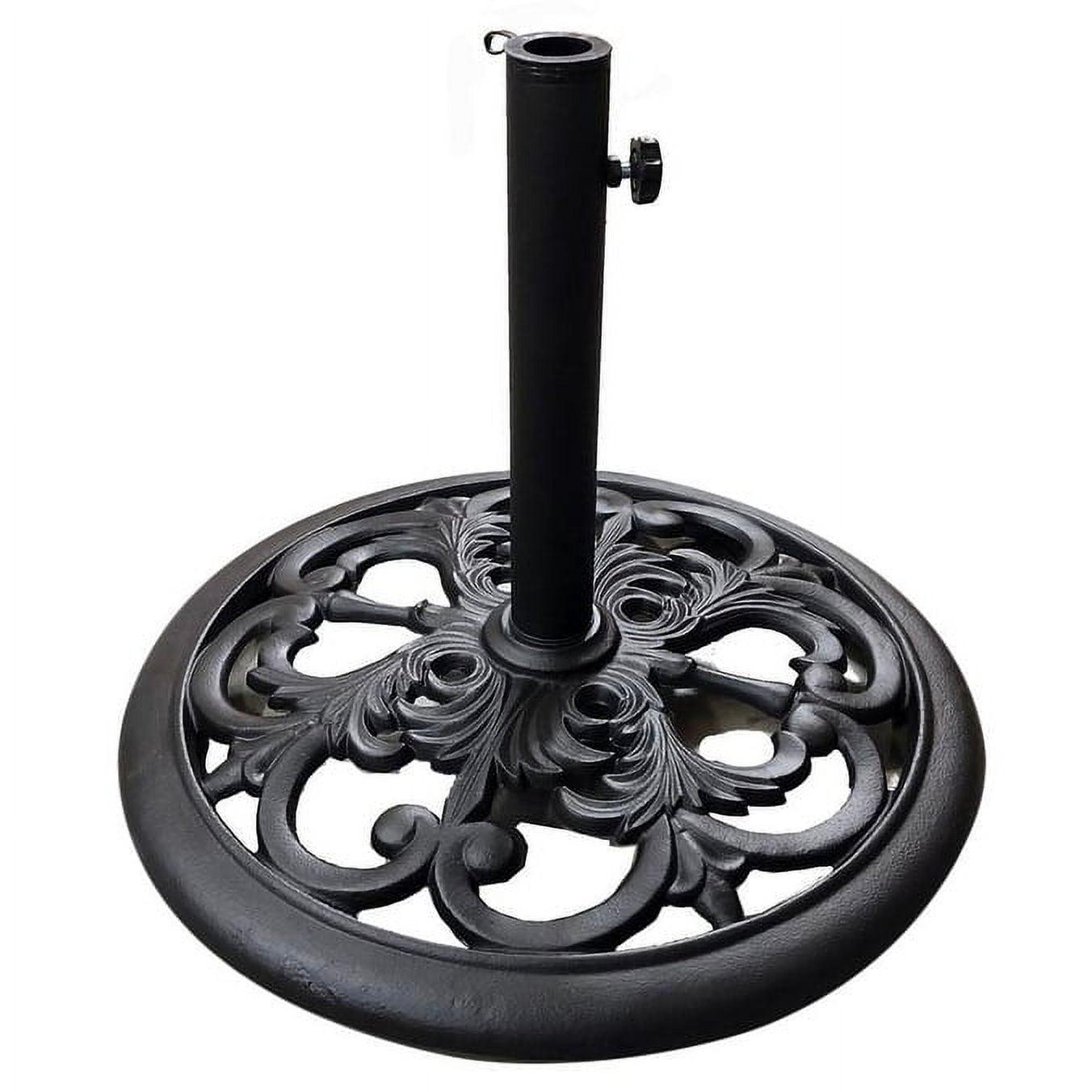 Black Cast Iron Traditional Umbrella Base with Scrollwork