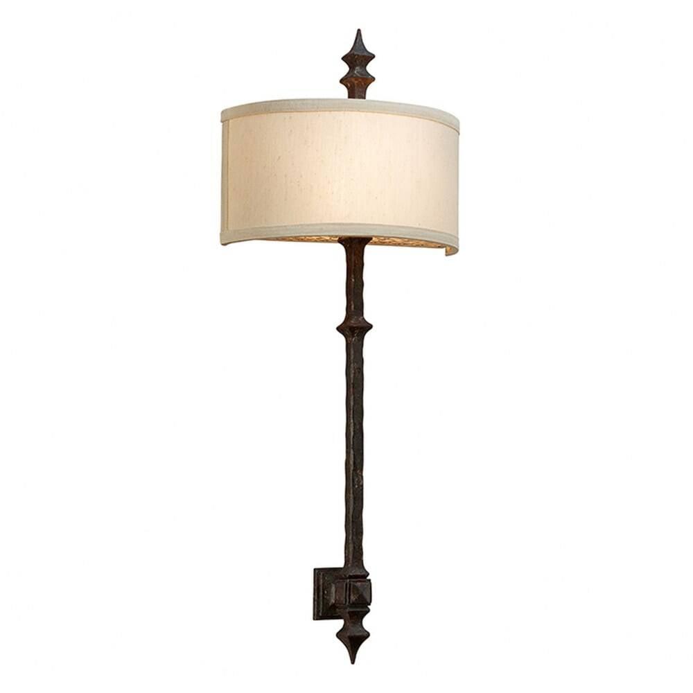 Umbria Bronze Dual Light Wall Sconce with Hardback Linen Shade