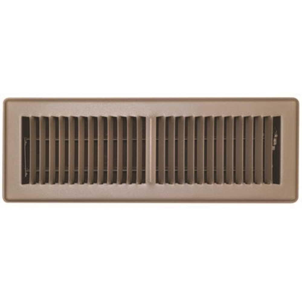 Brown 4x14 Steel Floor Register with Damper