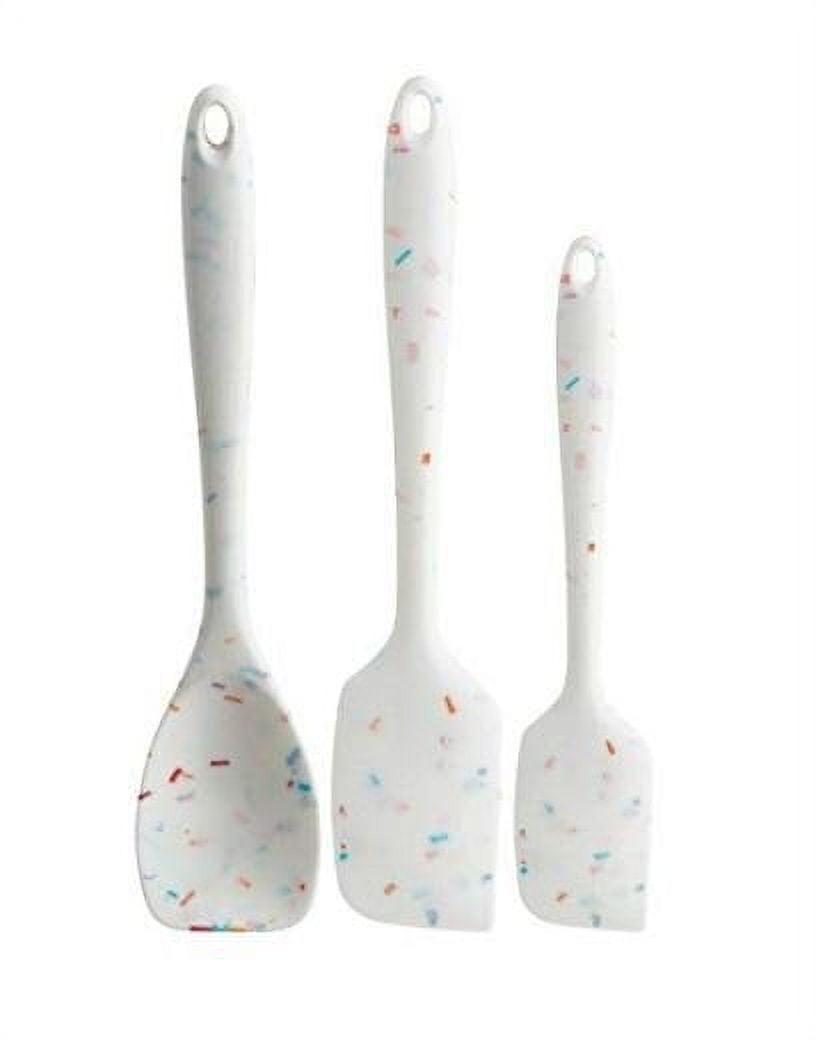 Trudeau White Confetti Silicone Spatula Set, 3 Pieces