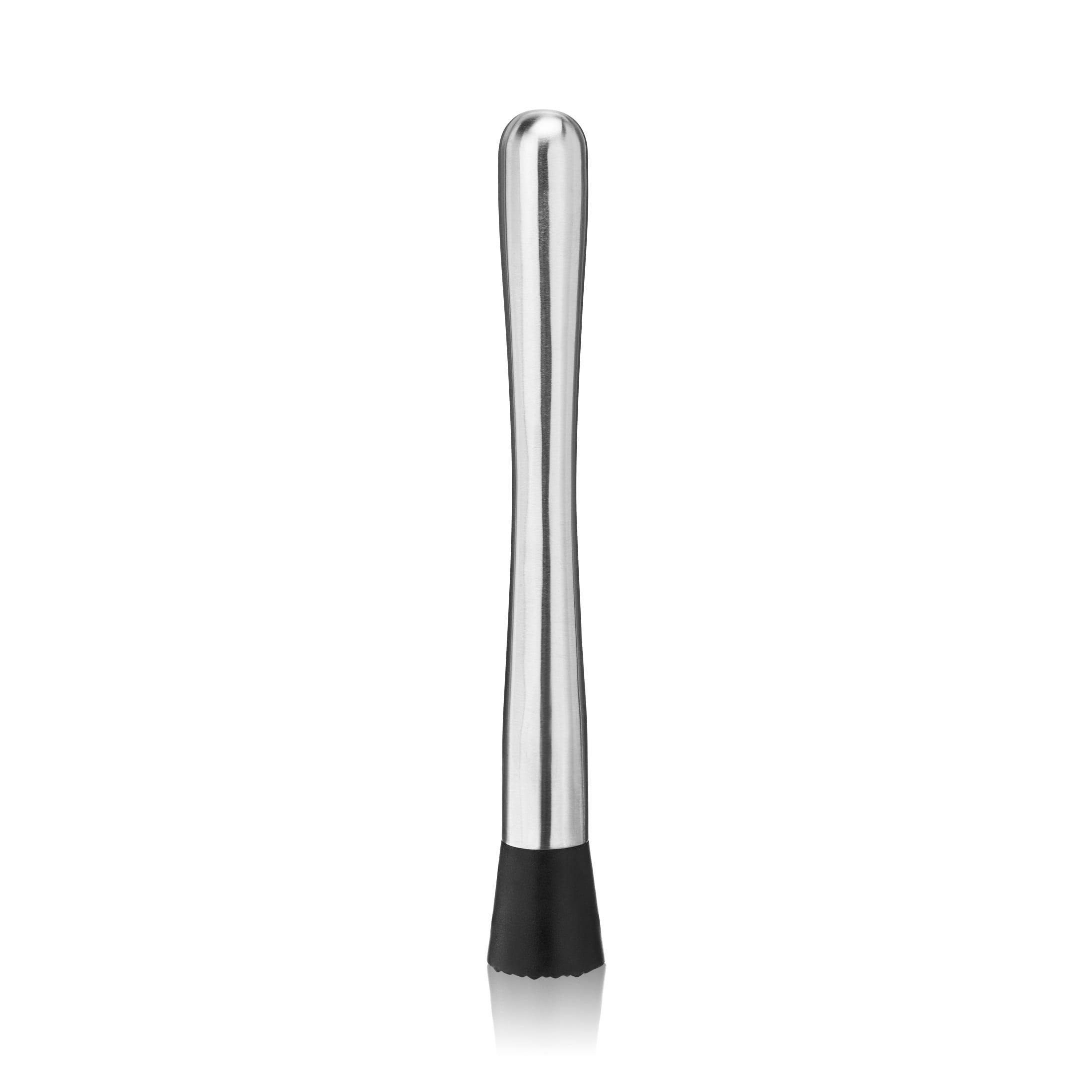 True Bar Muddler for Cocktails - Cocktail Muddler Stainless Steel with Textured Plastic Base - Dishwasher Safe, 10 Inches Set of 1
