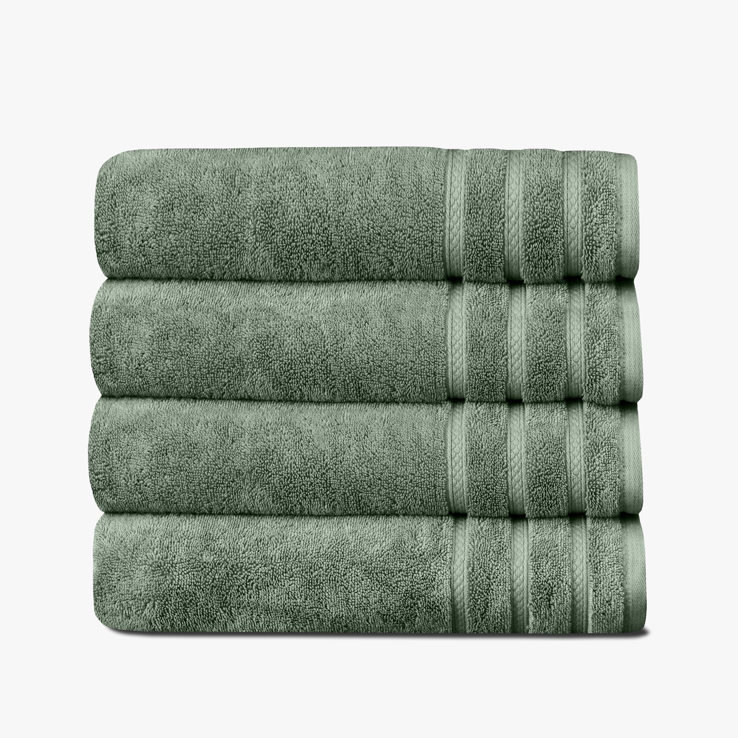 True Comfort Green Cotton 4-Piece Bath Towel Set