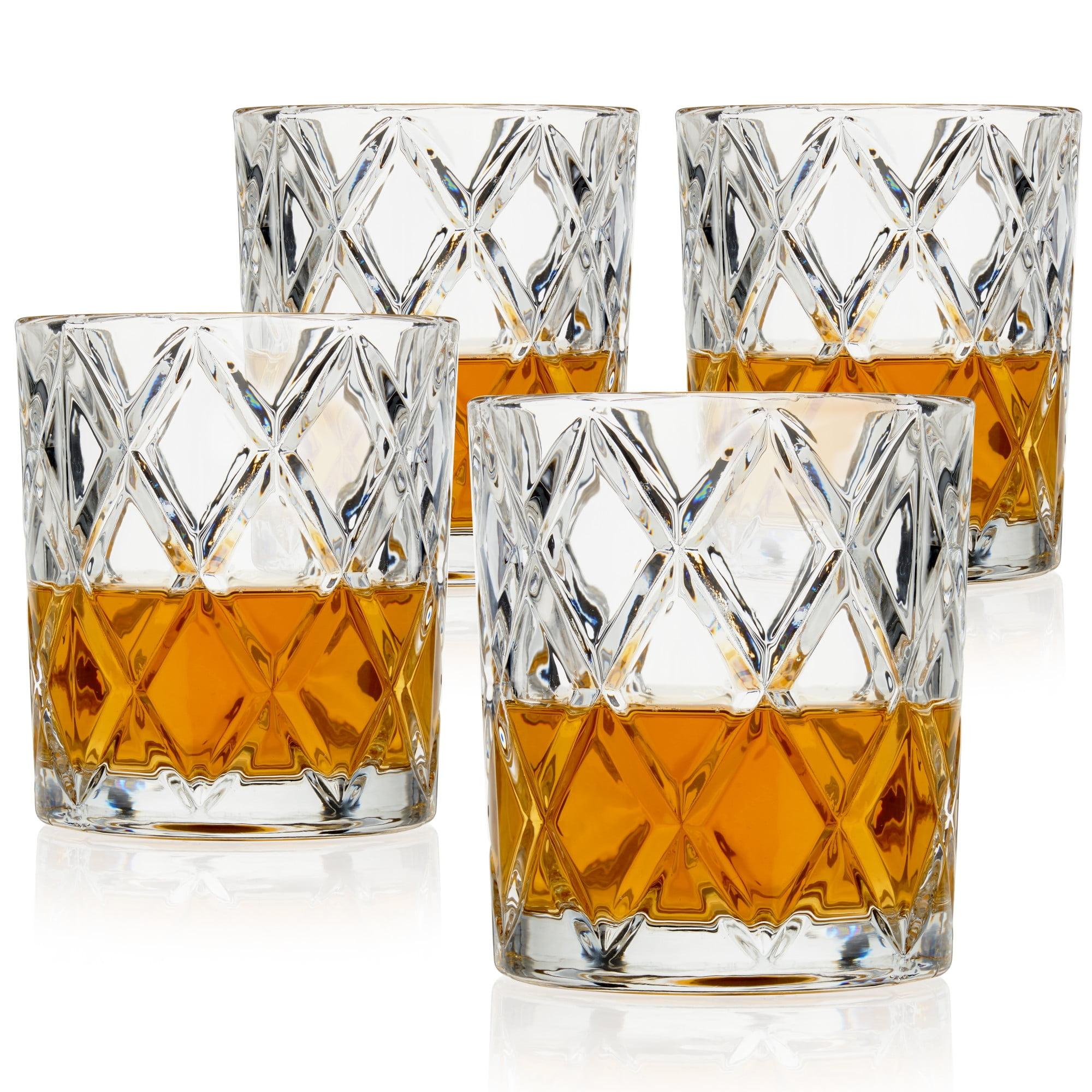 True Diamond Faceted Crystal Whiskey Tumblers Set of 4