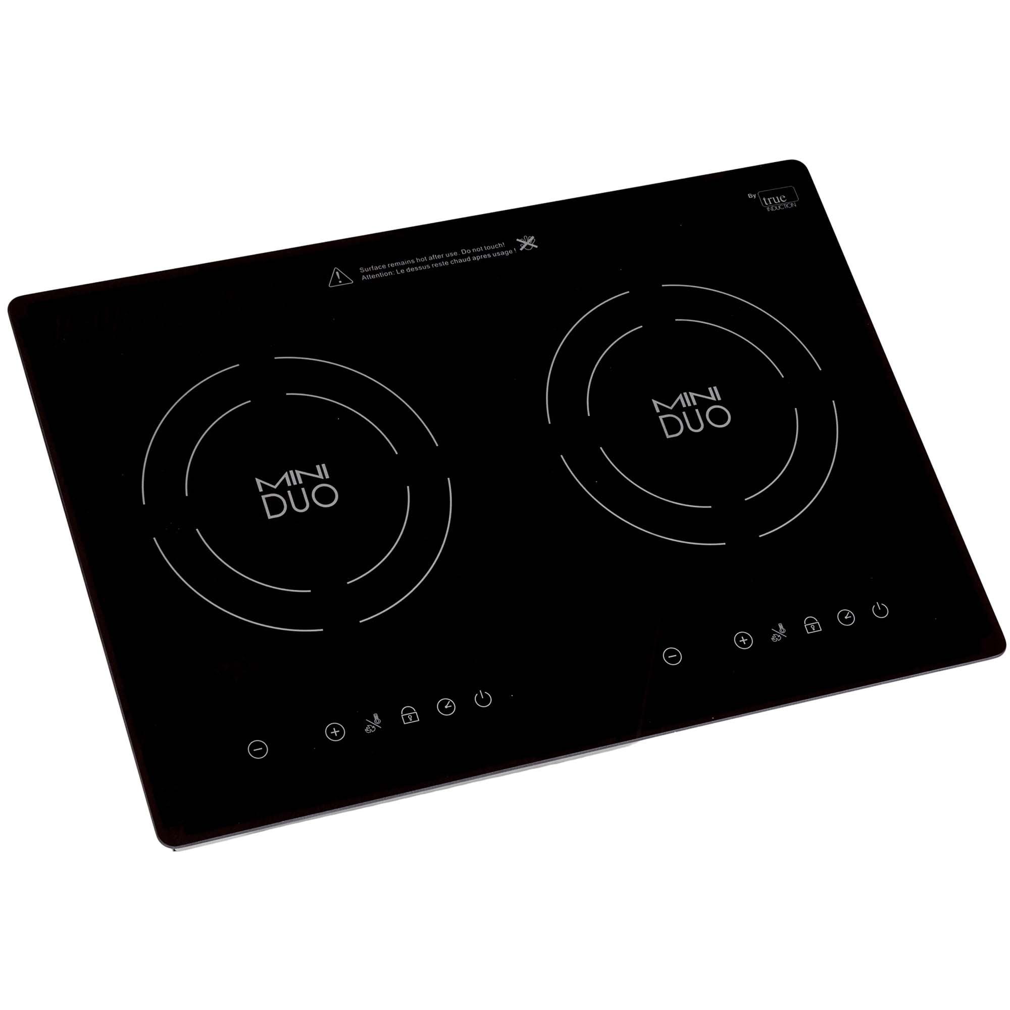 True Induction MD-2B Built-in UL858 Certified, 20-inch Mini Duo Dual Induction Cooktop 1750W Glass-Ceramic Top