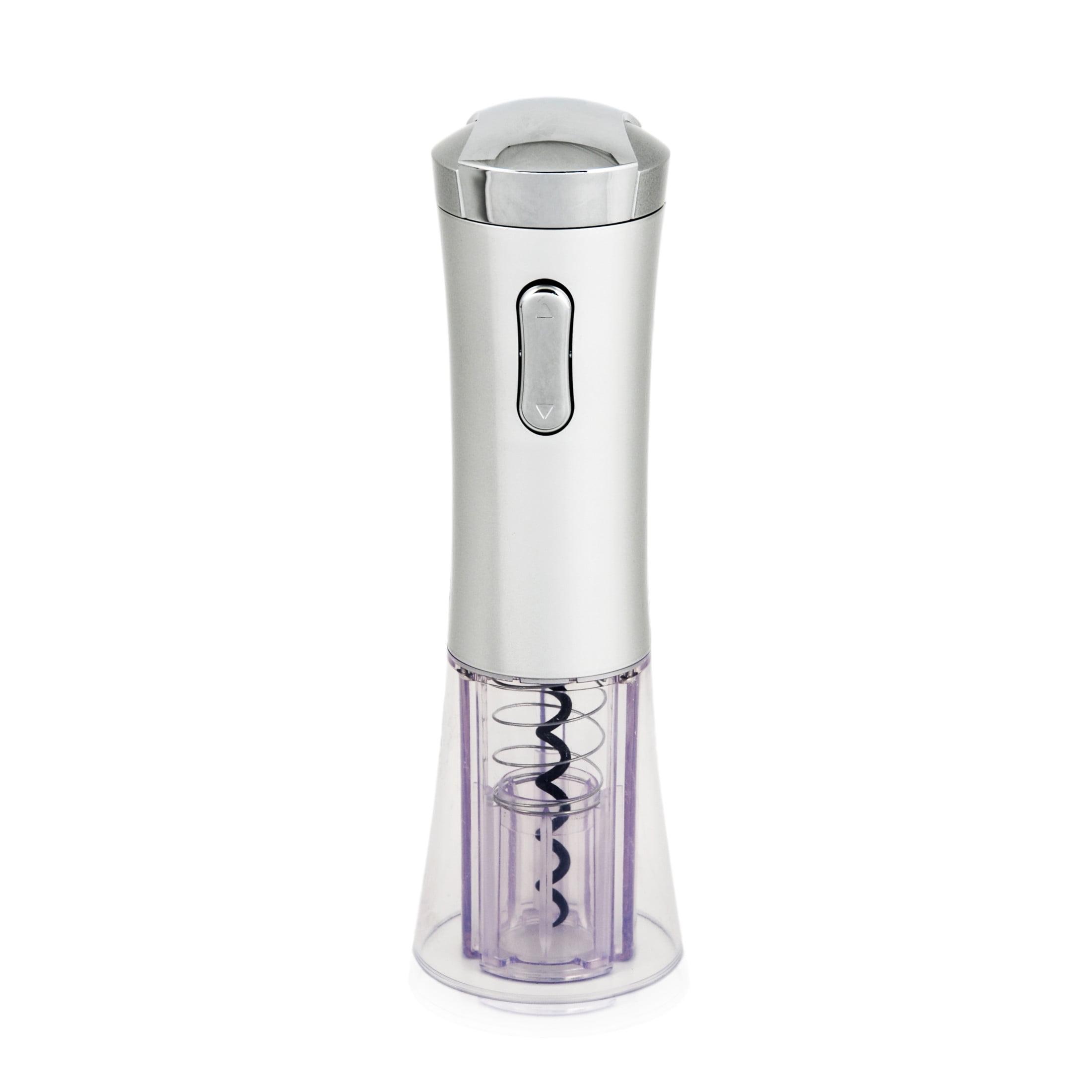 True Lux Electric Wine Opener, Rechargeable Corkscrew with Charger, Silver