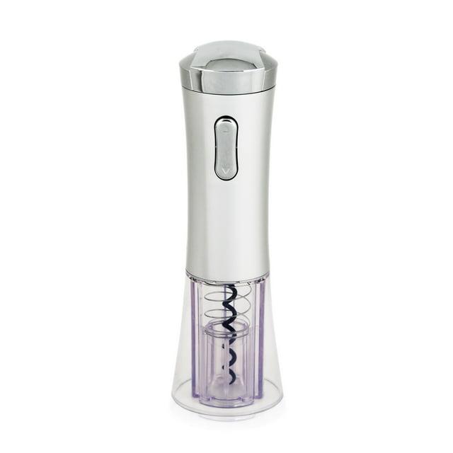 True Lux Electric Wine Opener, Rechargeable Corkscrew with Charger, Silver