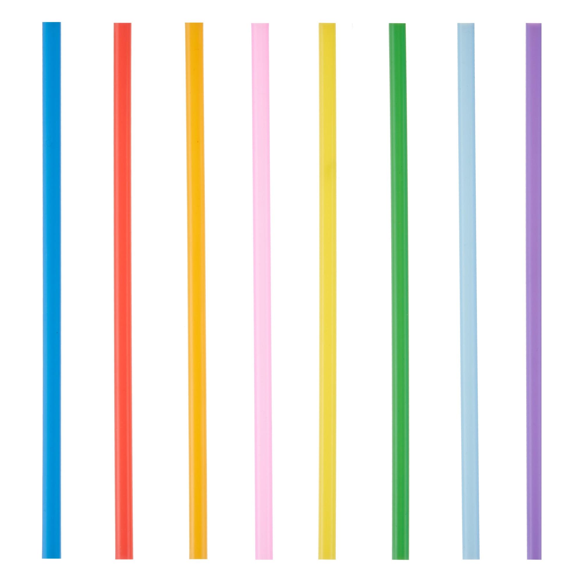 True Colorful Straws, Long Disposable Straws for Cocktails, Smoothies, Iced Coffee, Disposable Party Supplies, Assorted Colors, Set of 100