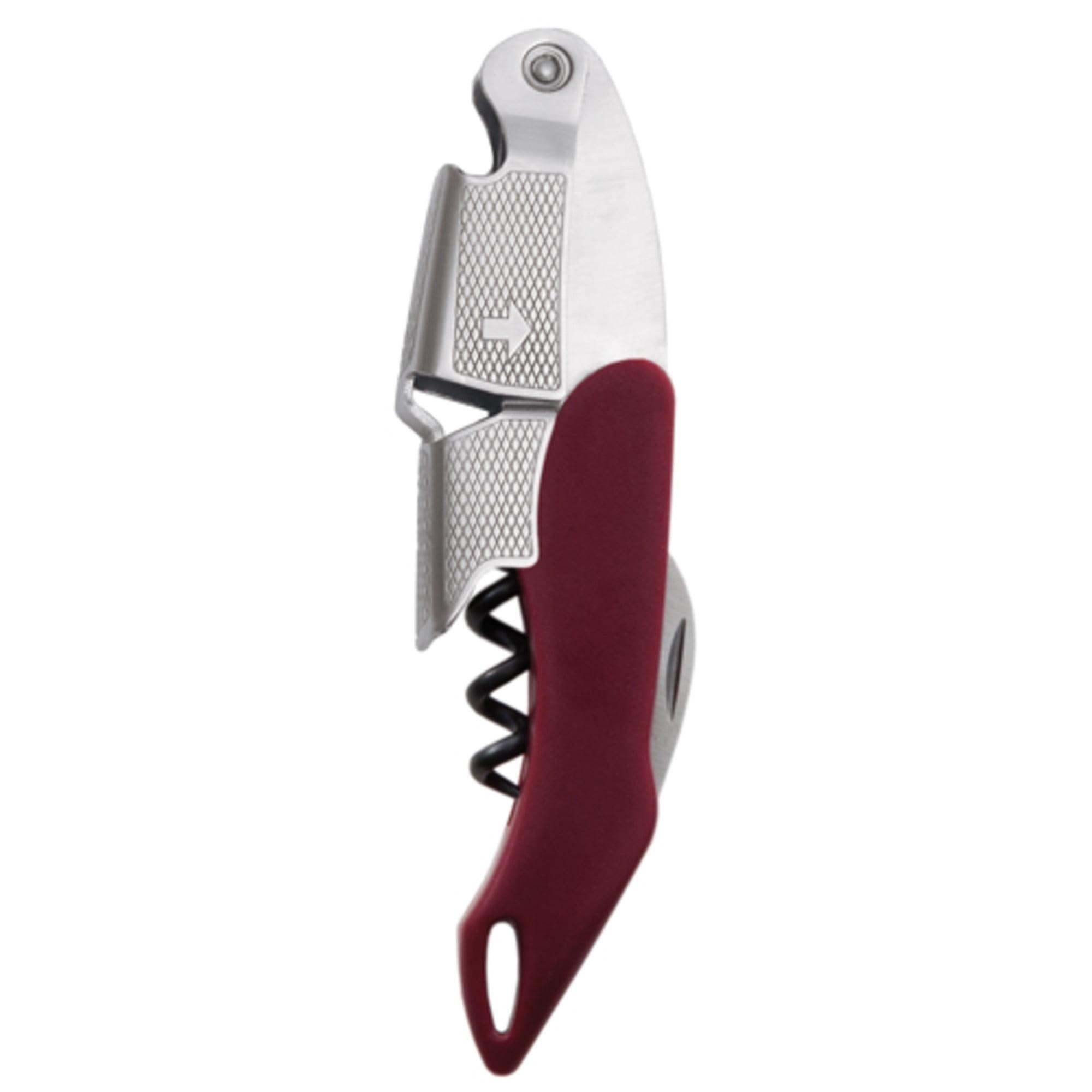 True Sommelier Waiter’s Corkscrew, Burgundy Stainless Steel Spring Loaded Wine Key