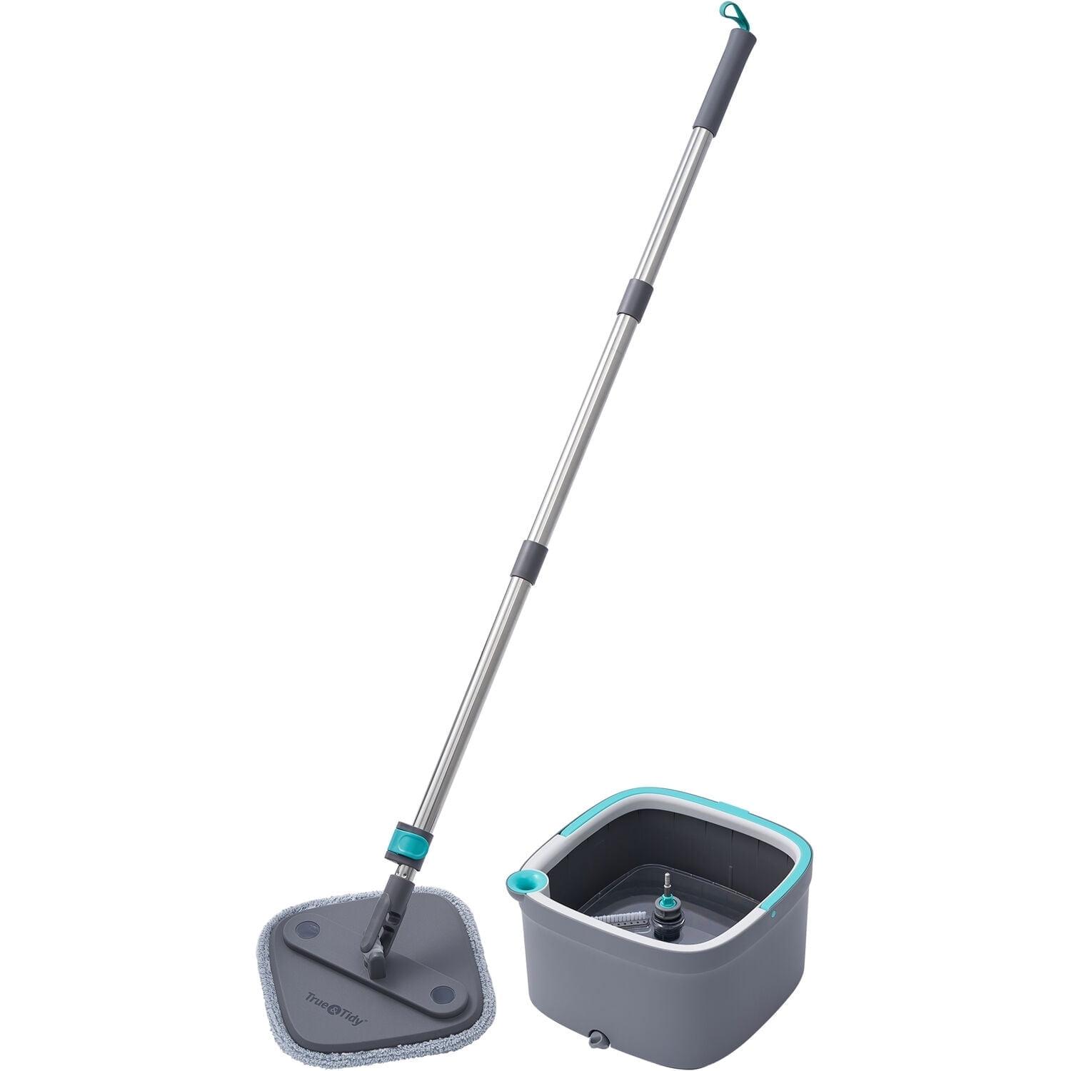 TrueClean Gray Microfiber Spin Mop and Bucket System