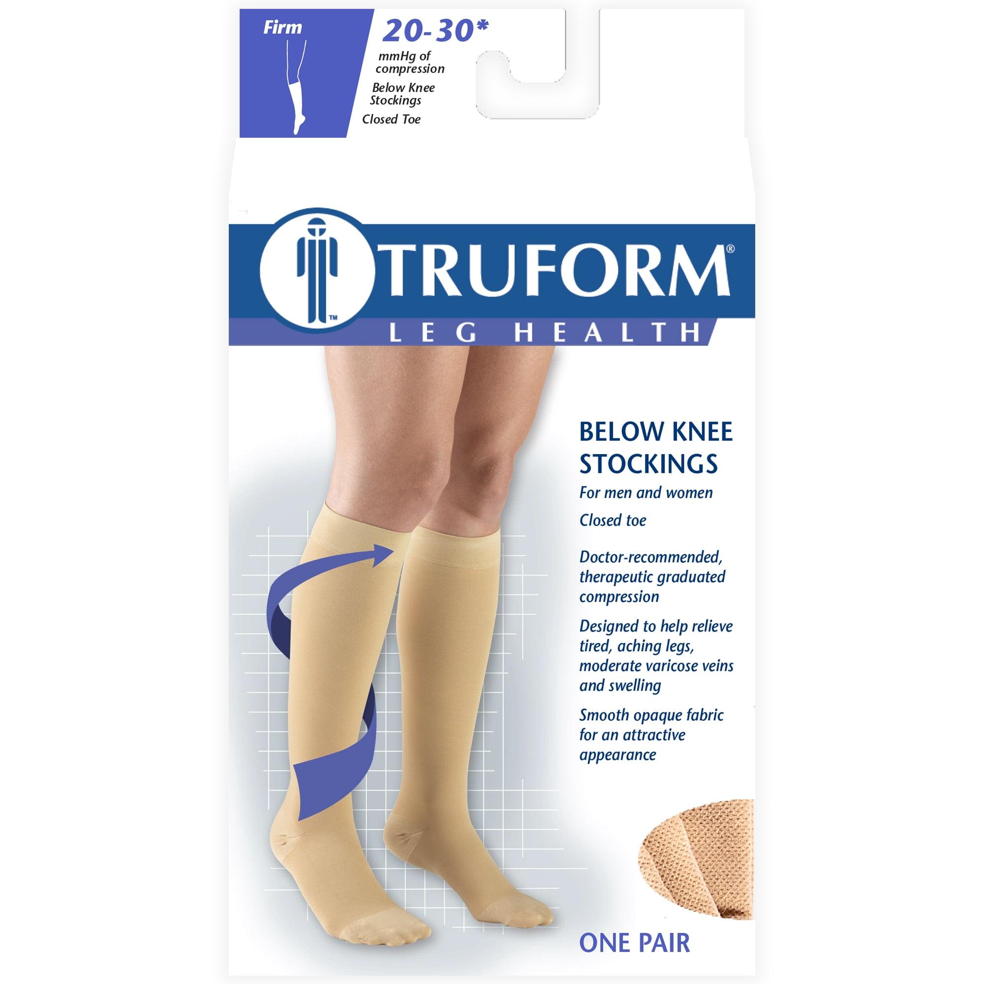 Truform 20-30 mmHg Compression Stockings for Men and Women, Knee High Length, Closed Toe Beige Medium