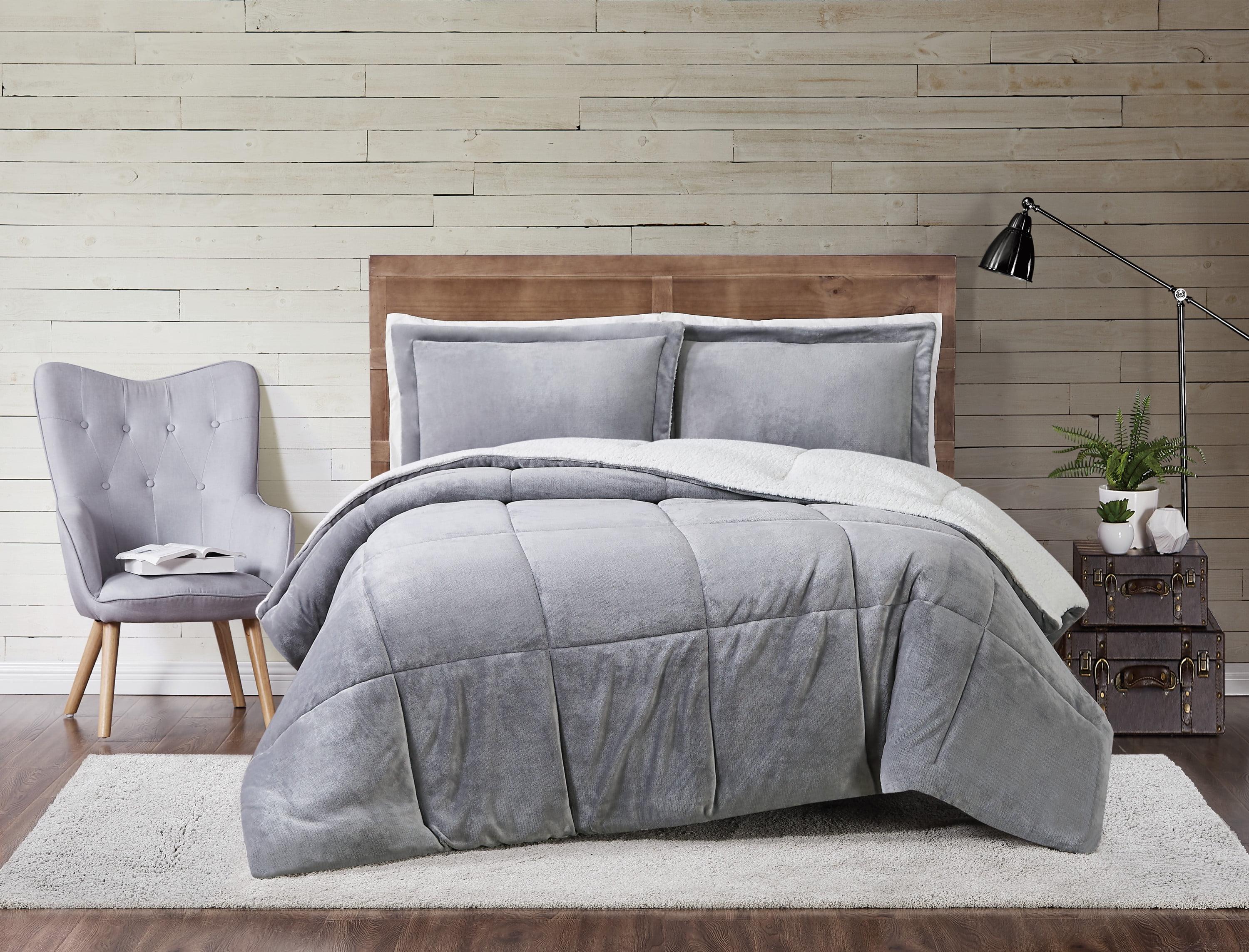 Truly Soft Cuddle Warmth King Comforter Set in Grey