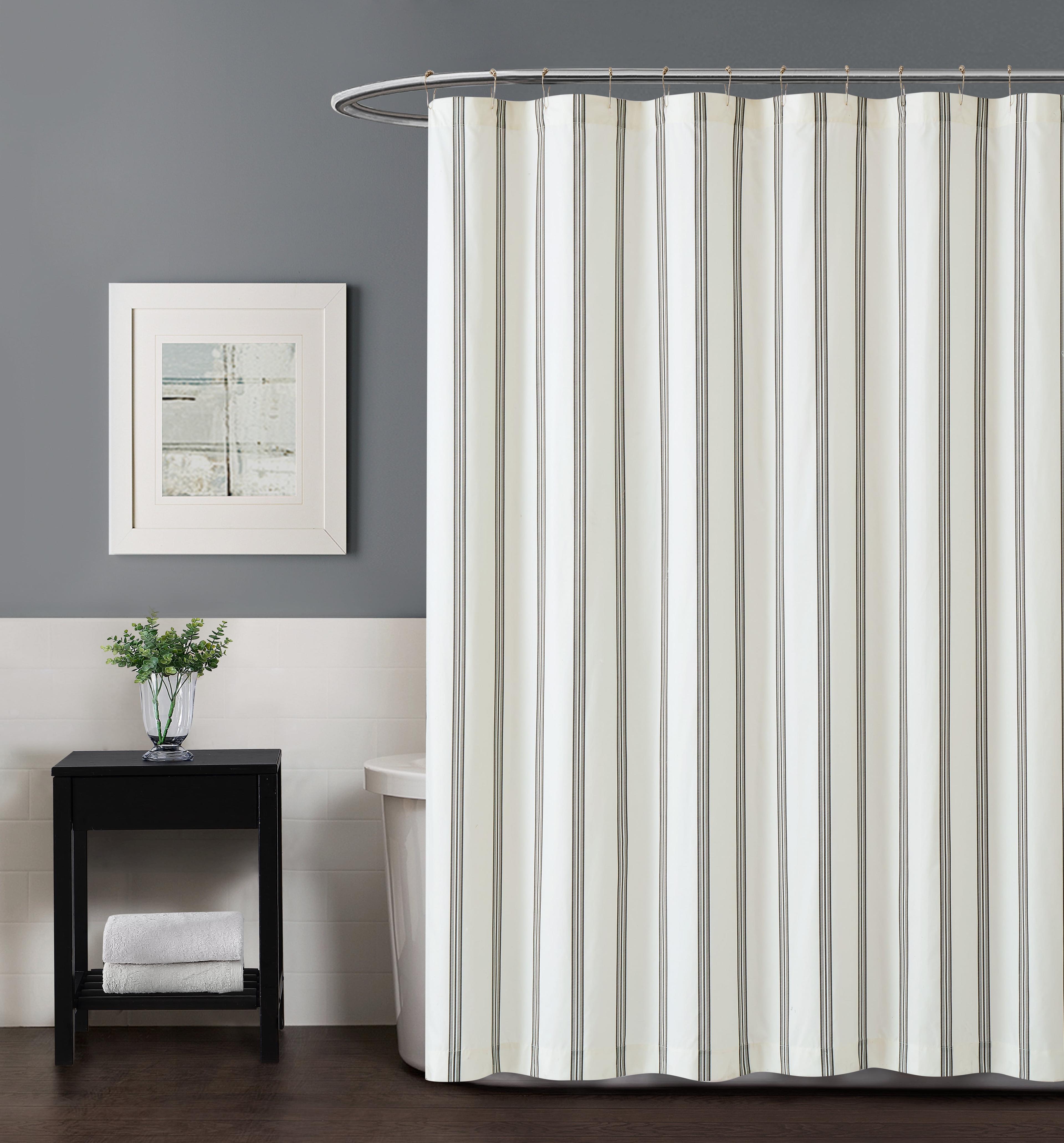 Black and White Striped Microfiber Shower Curtain