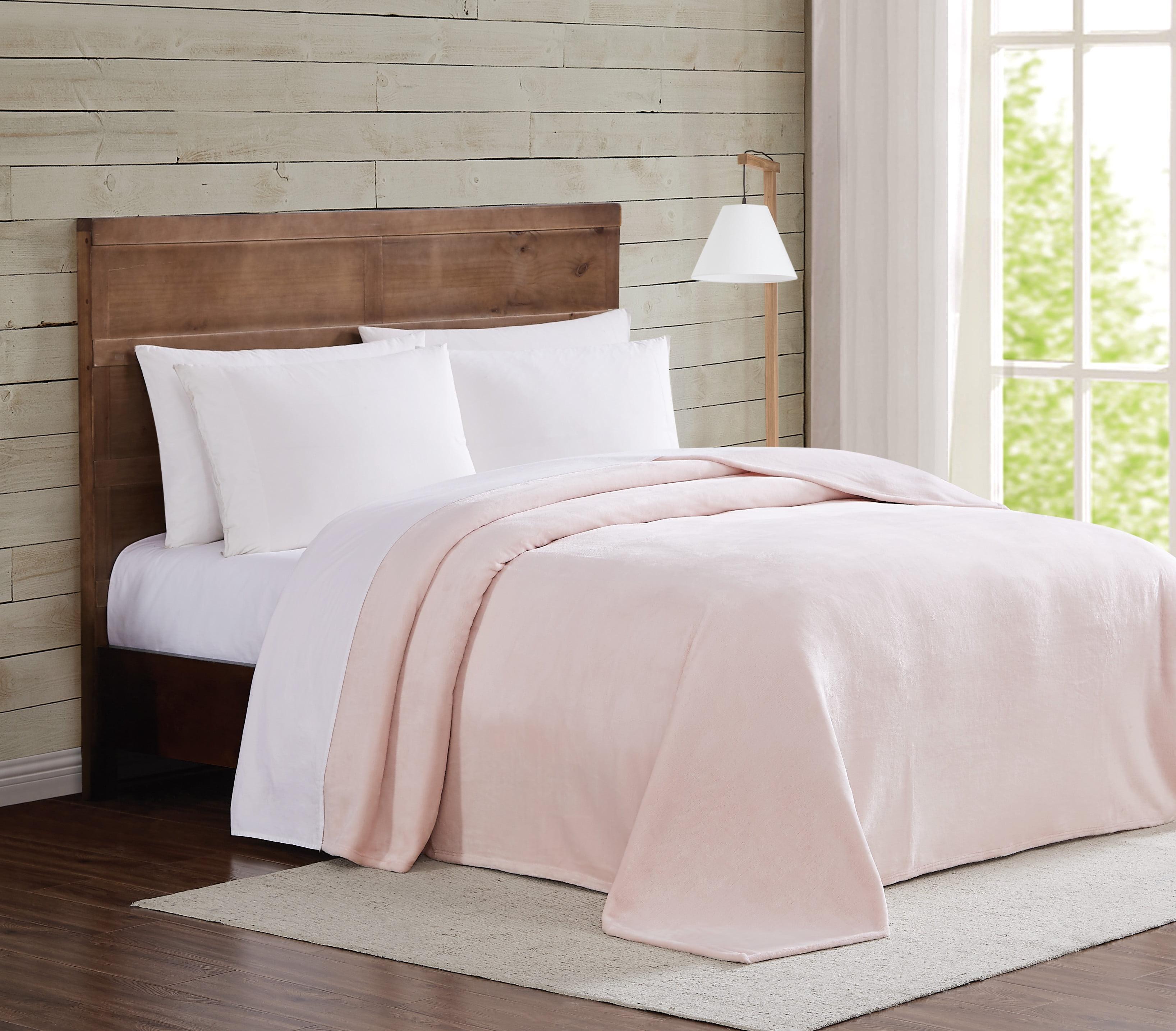 Blush Pink Velvet Plush Full/Queen Bed Blanket