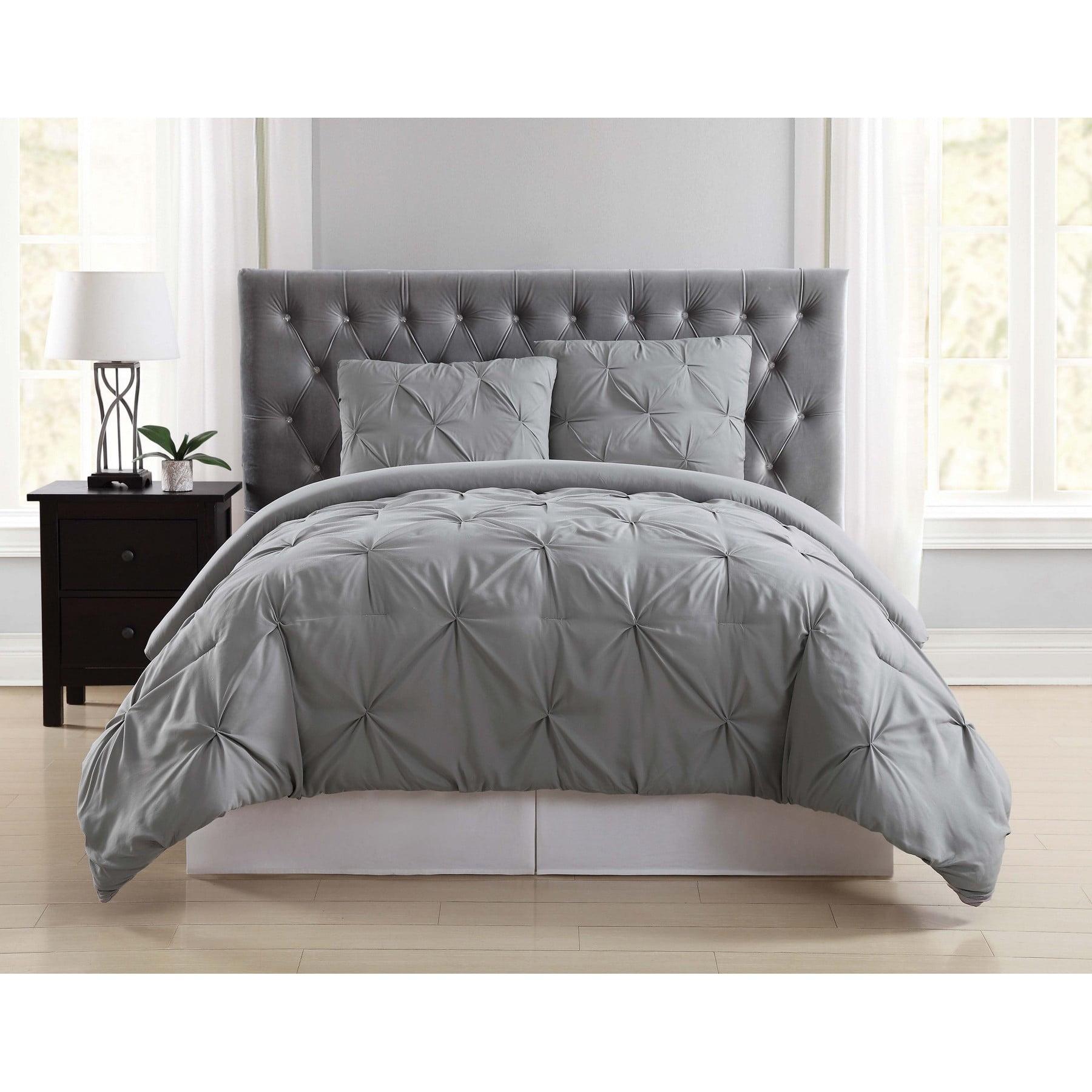 Gray Twin XL Pleated Microfiber Comforter Set