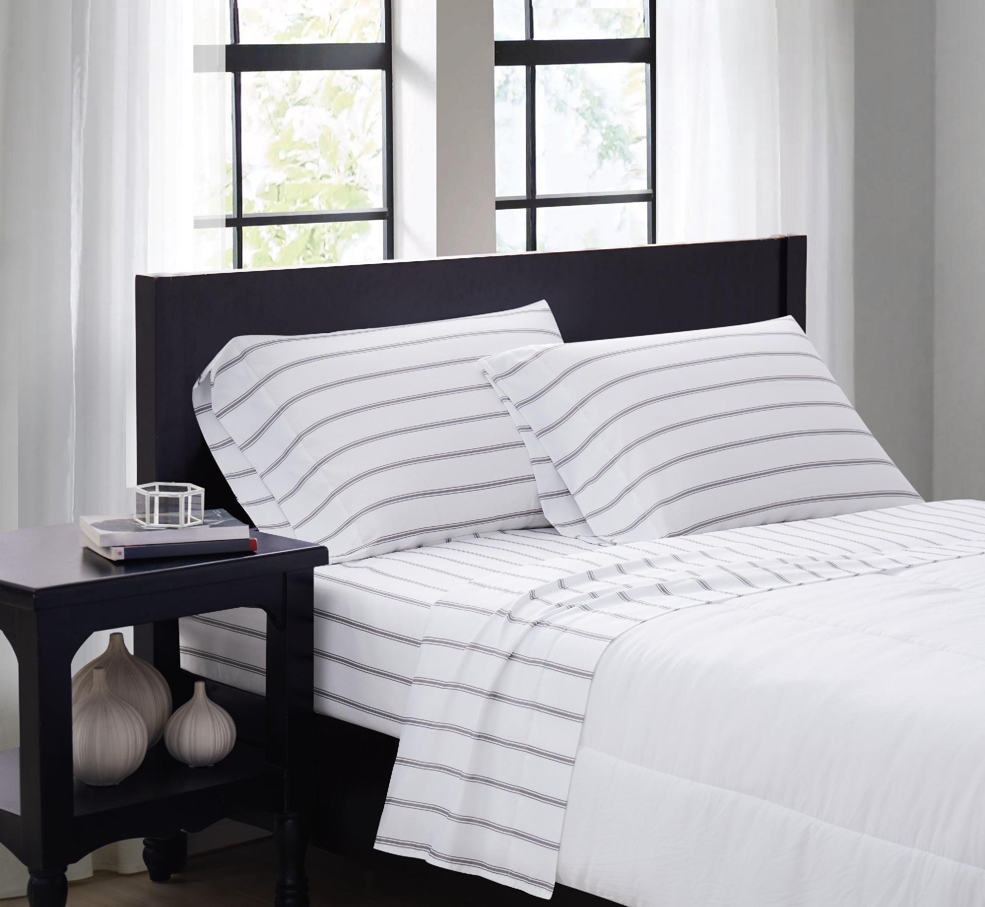 Truly Soft Ticking Stripe Microfiber Plaid Sheet Set