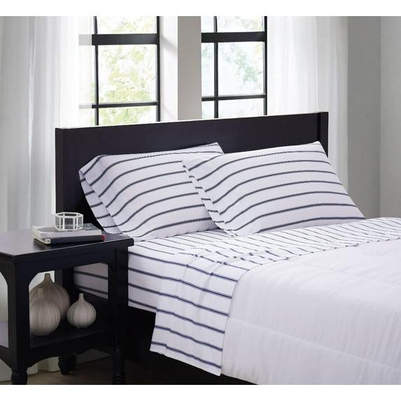 Full Ticking Stripe Sheet Set Navy - Truly Soft