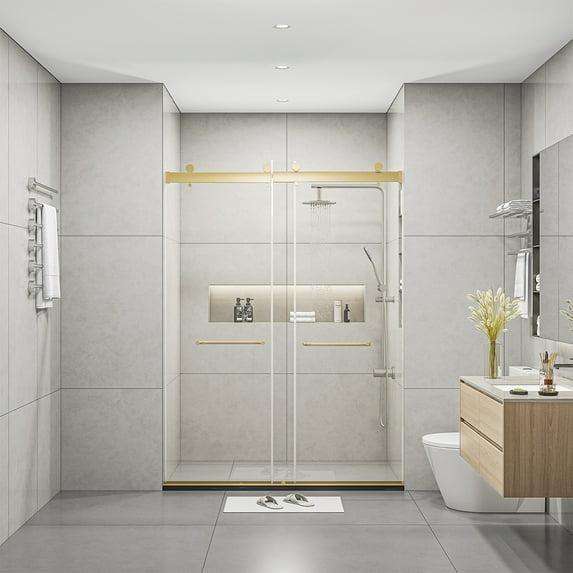 Dimorphos Frameless Sliding Glass Shower Doors with 3/8"(10mm) Clear Tempered Glass 11DD701957Q