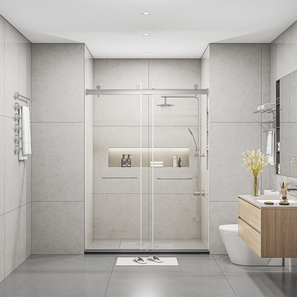 PET STOP LLC F5YDNC1F0736Q 60" Width x 76"Height Shower Doors with 3/8"(10mm) Clear Tempered Glass