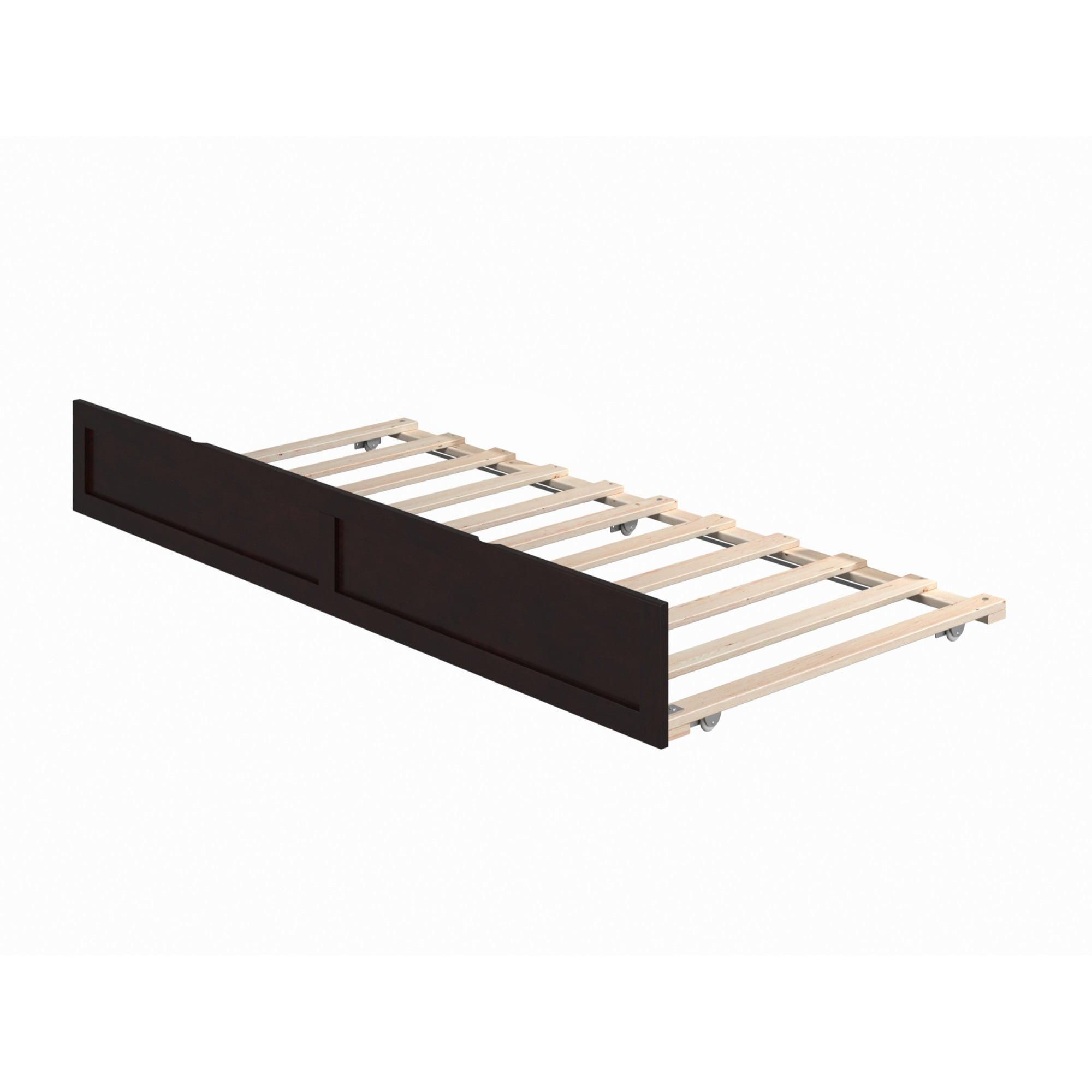 Espresso Twin Wood Frame Trundle Daybed