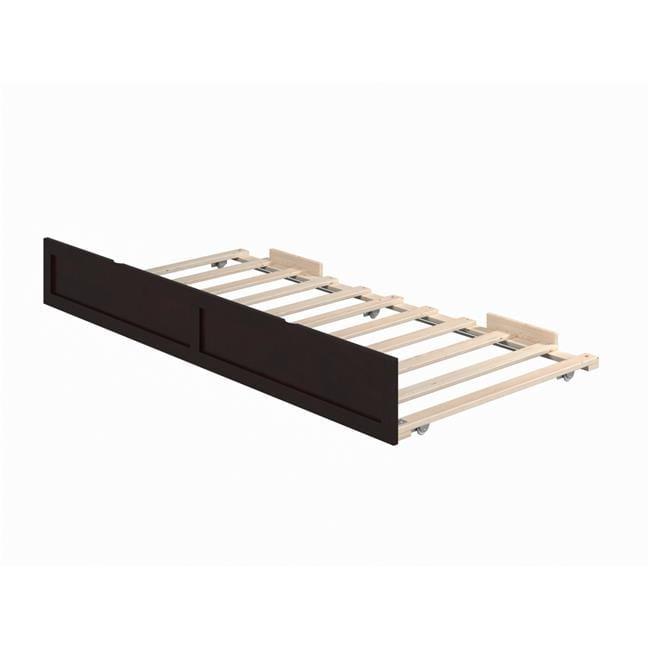 Espresso Twin Wood Frame Trundle Daybed