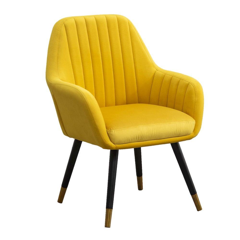 Roundhill Furniture Tuchico Contemporary Velvet Upholstered Accent Chair, Yellow