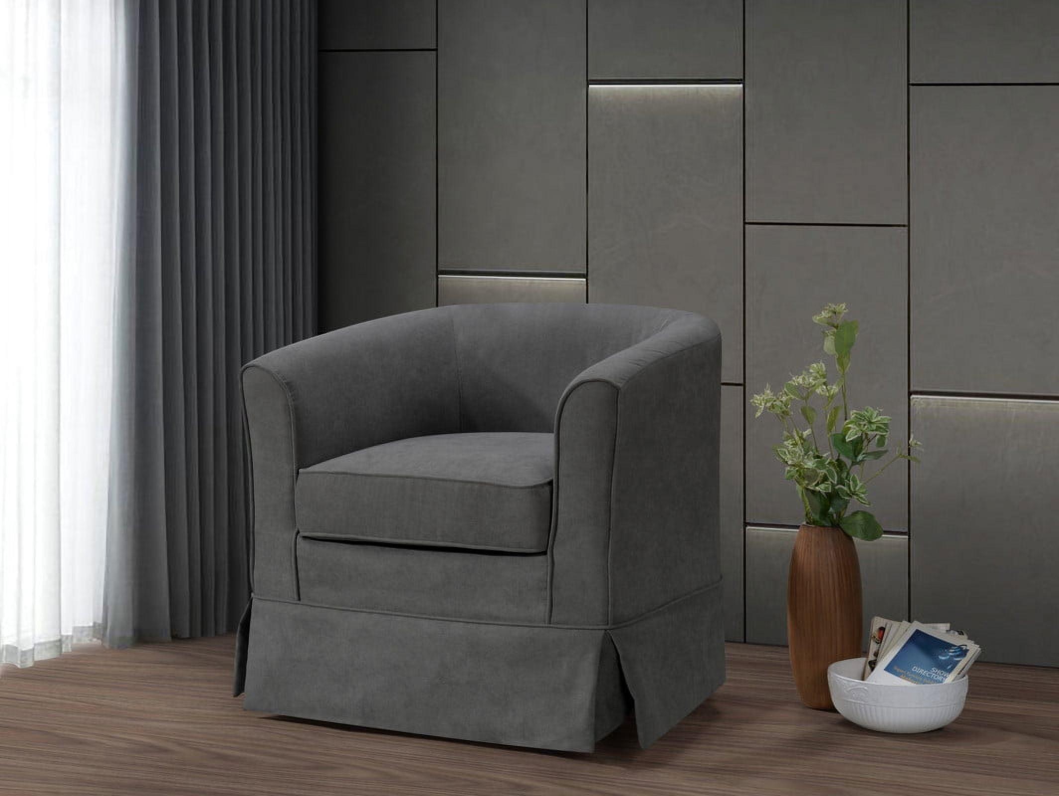 Tucker 28" Gray Woven Fabric Swivel Barrel Chair