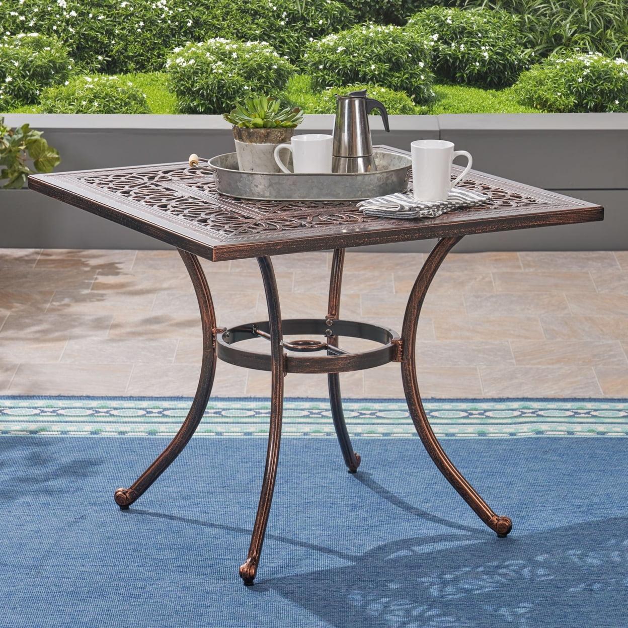 Shiny Copper Square Cast Aluminum Outdoor Dining Table