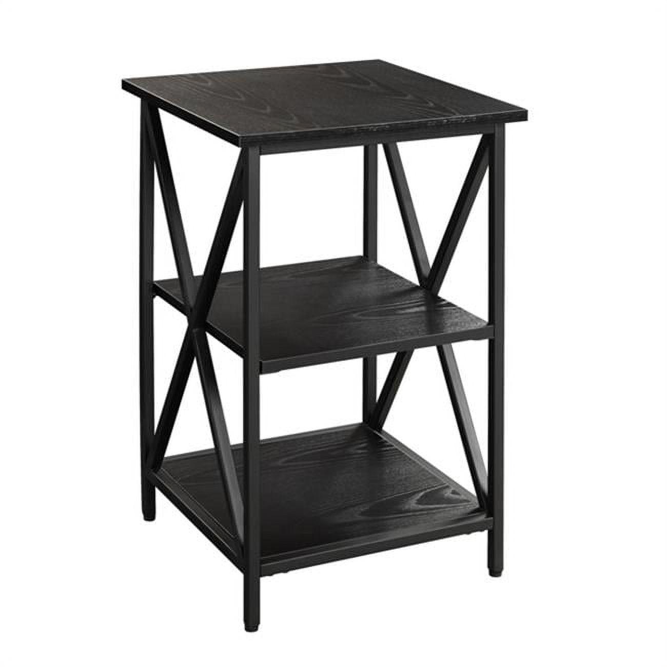 Black and Cherry 3-Tier Wood Metal End Table