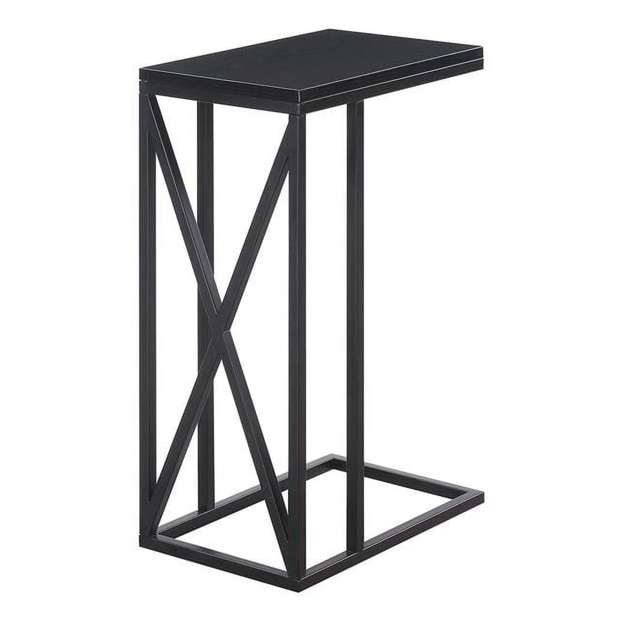 Tucson Modern Black C-Shaped Metal & Wood Slide-Under Sofa End Table