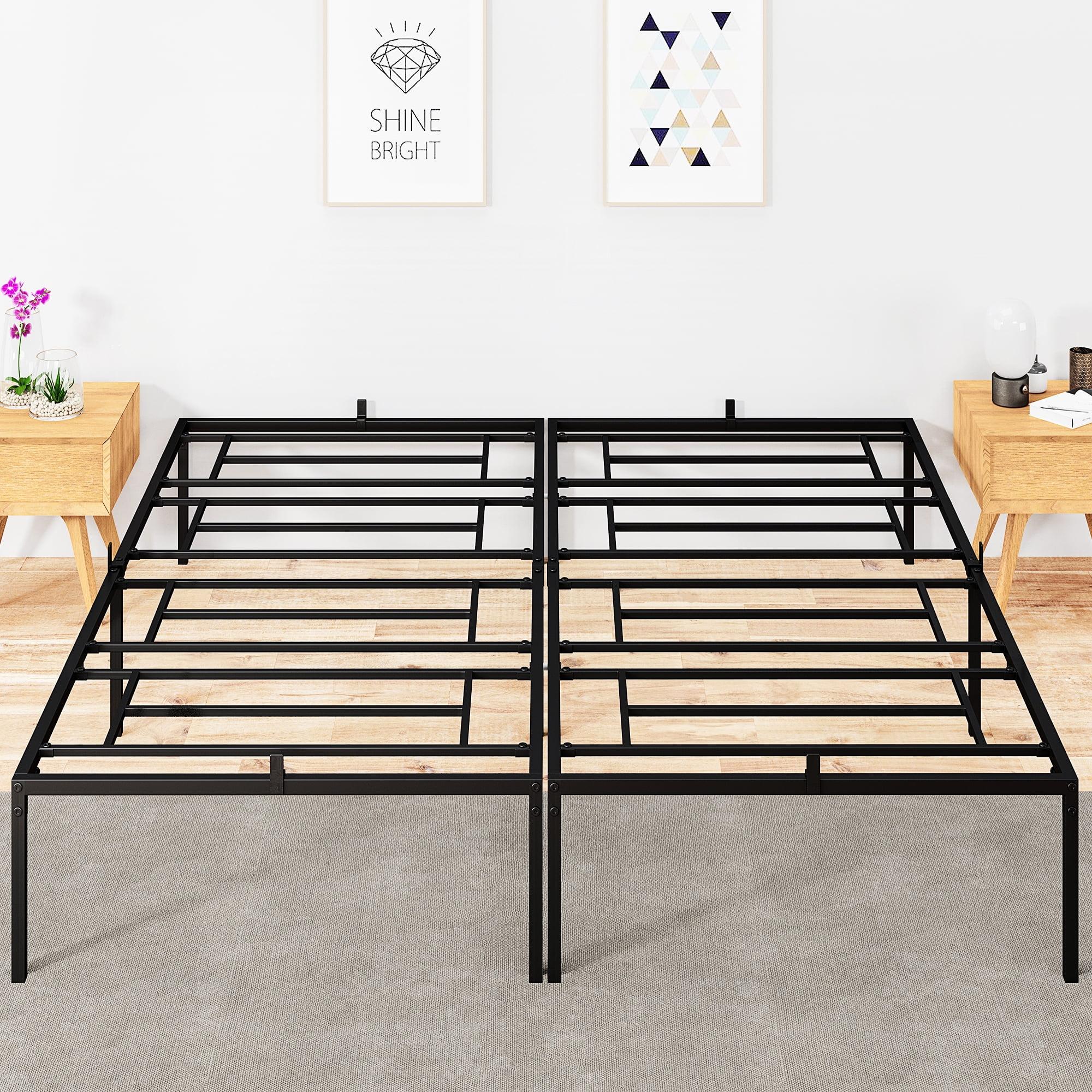 Whizmax 14 Inch Bed Frame with Storage,Metal Platform Bed Frame No Box Spring Needed Steel Slat Support, Black