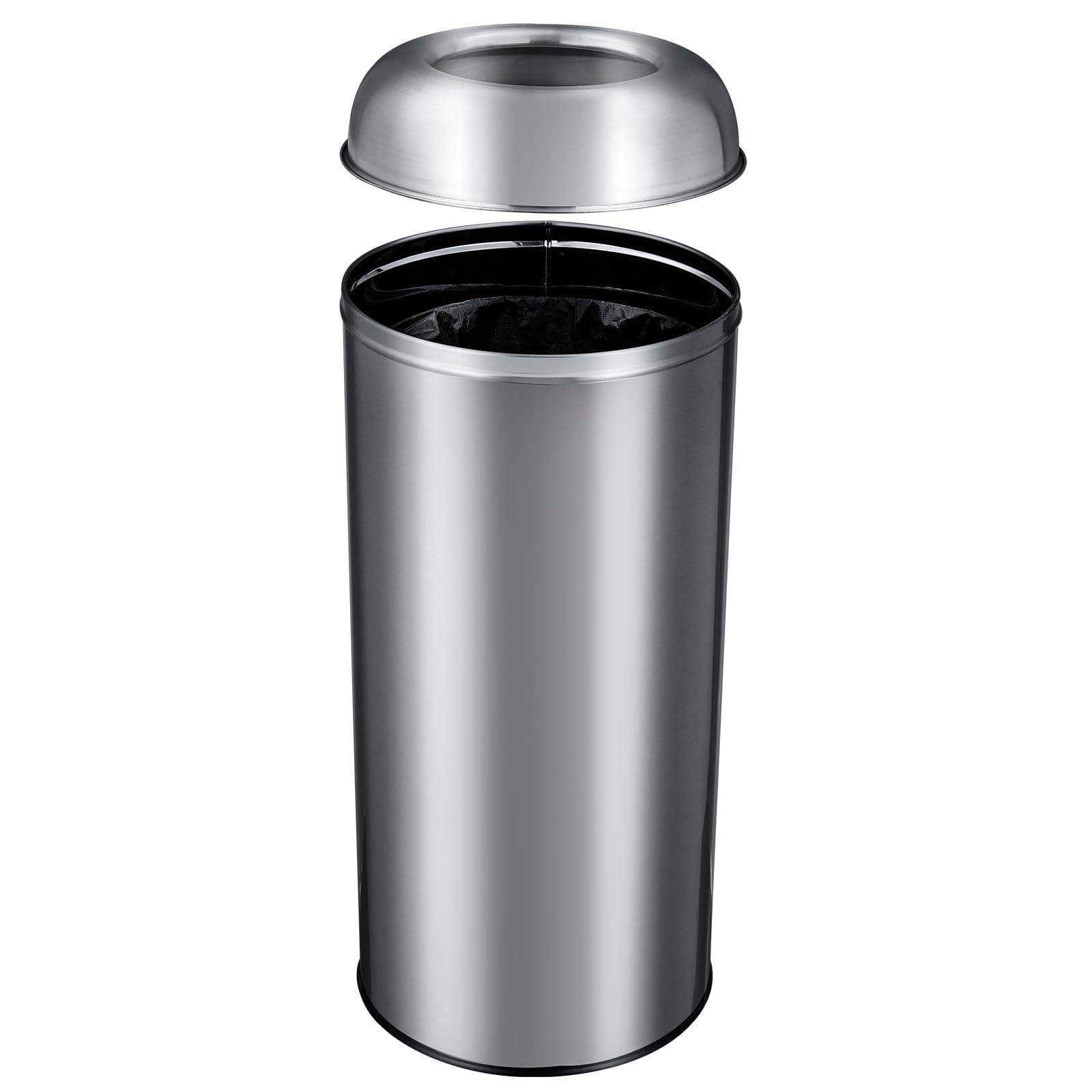 65 L / 17 Gal Open Top Trash Can Commercial Grade Heavy Duty Brushed Stainless Steel for Outdoor | Kitchen Waste Bins Home House Family