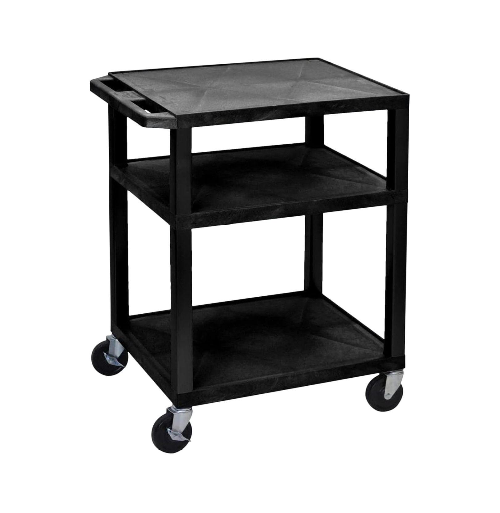 Black Mobile Plastic 3 Shelf AV Presentation Cart