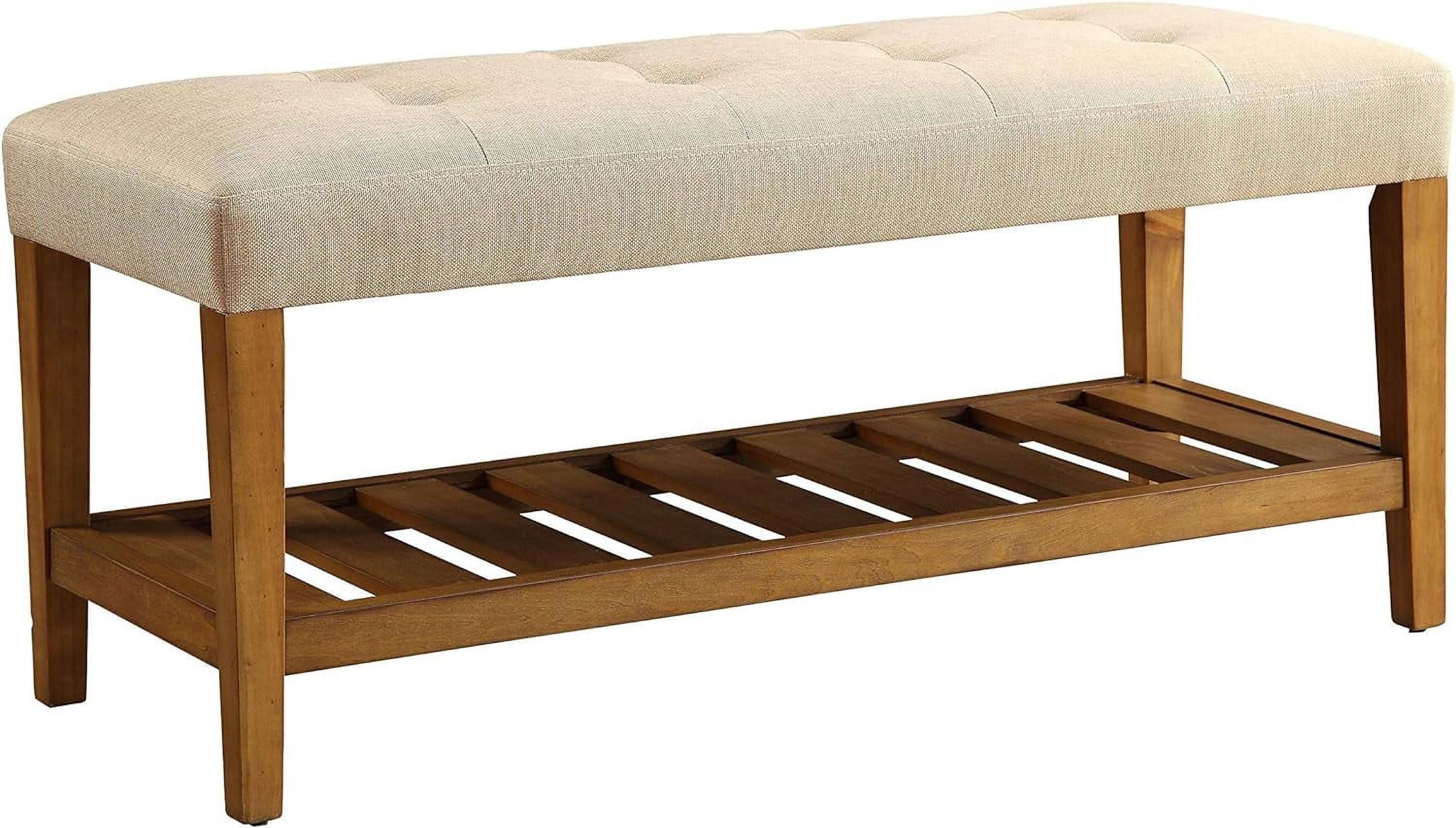 Beige & Oak Brown Contemporary Storage Bench 40" x 16" x 18"