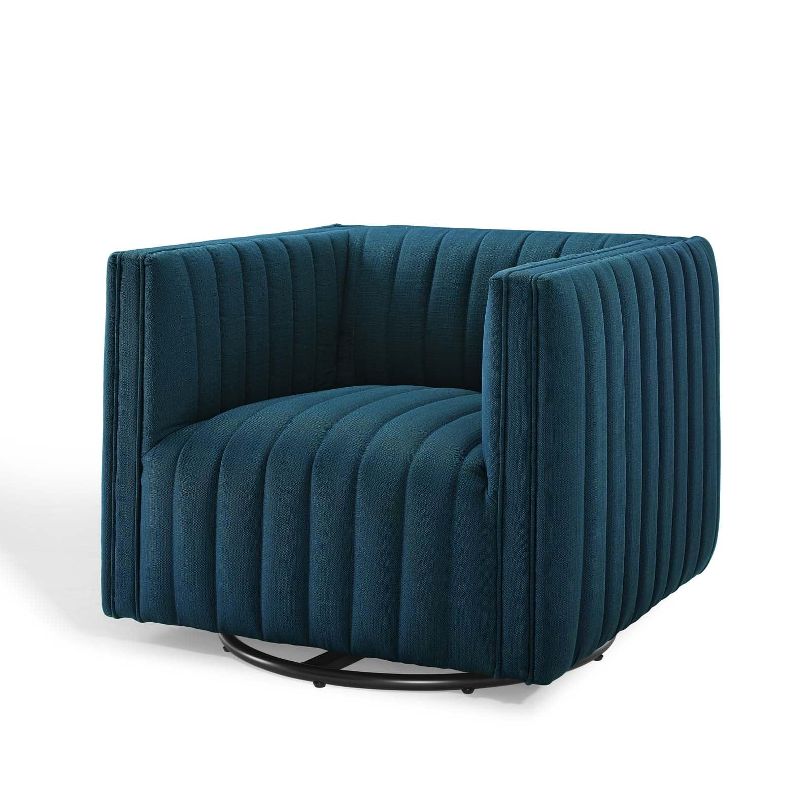 Azure Velvet Swivel Accent Chair with Manufactured Wood Base