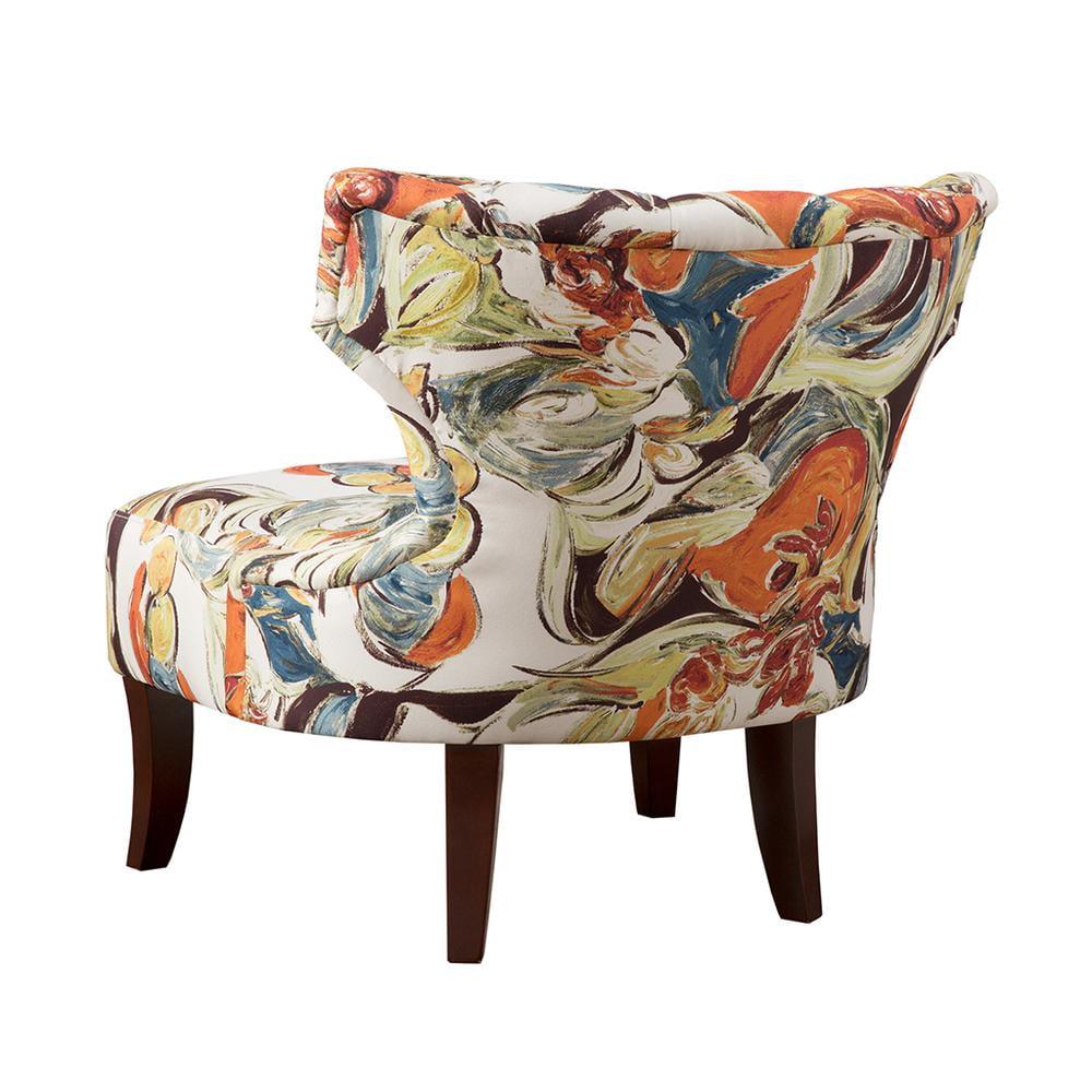 Erika Hourglass Tufted Armless Accent Chair in Multi