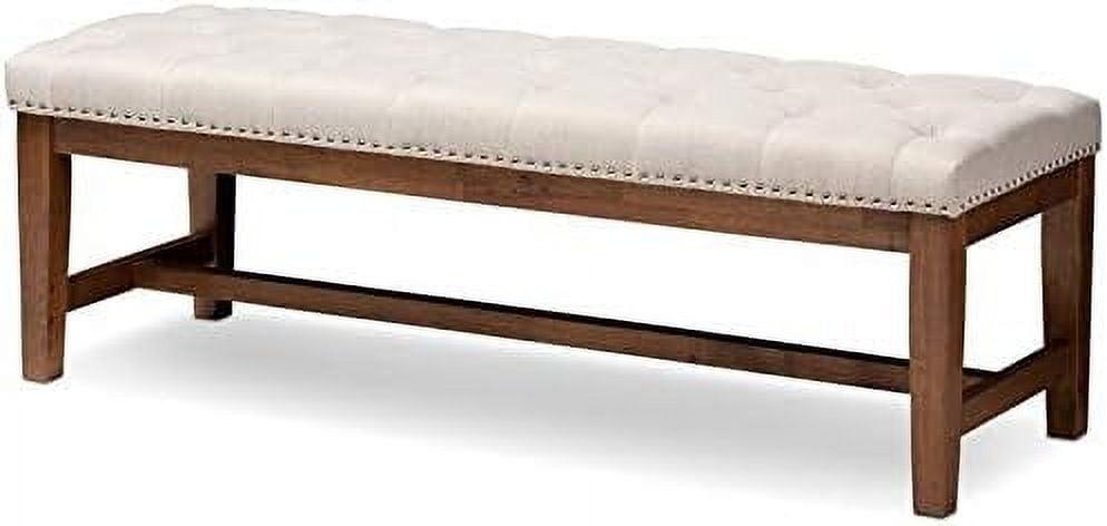 Ainsley 52" Light Beige Fabric Walnut Rubberwood Bench