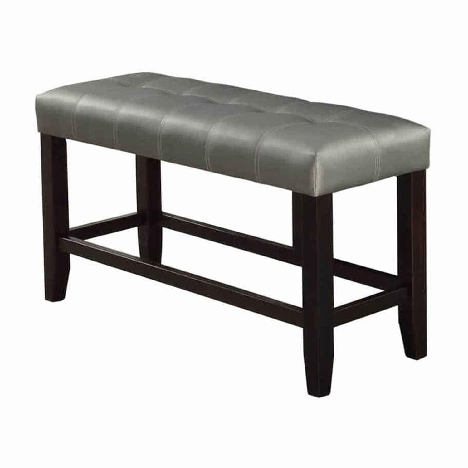 Tufted High Bench With Tapered Legs Silver and Brown