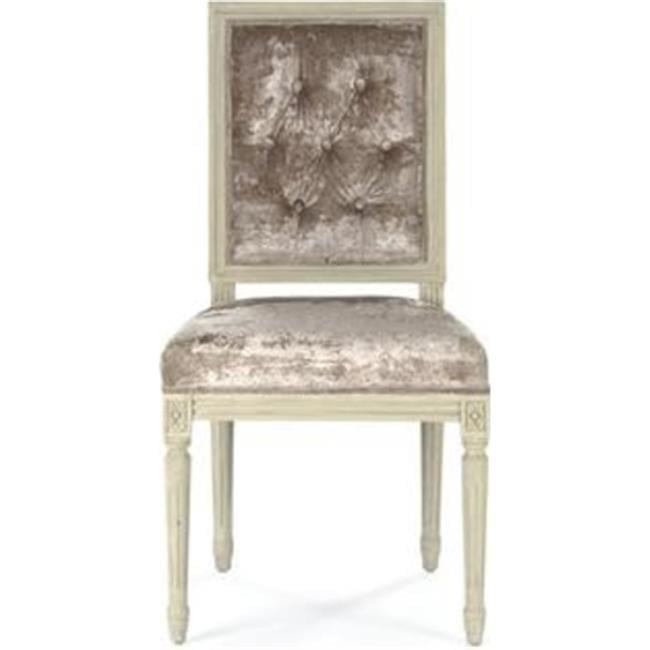 Tufted Louis Side Chair- Crushed Champagne Velvet - 20 x 40 x 18 in.