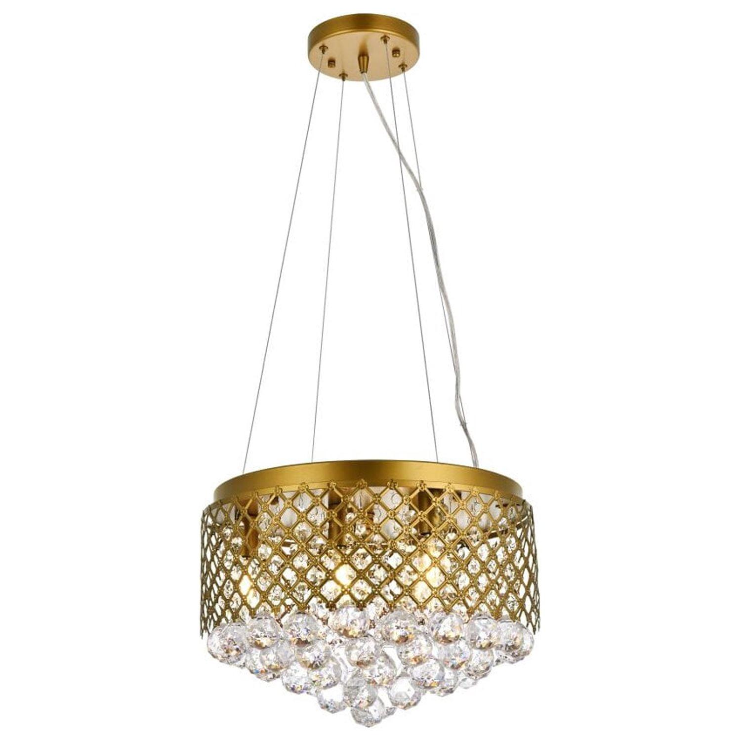 Elegant Lighting Tully 6 lights pendant in brass