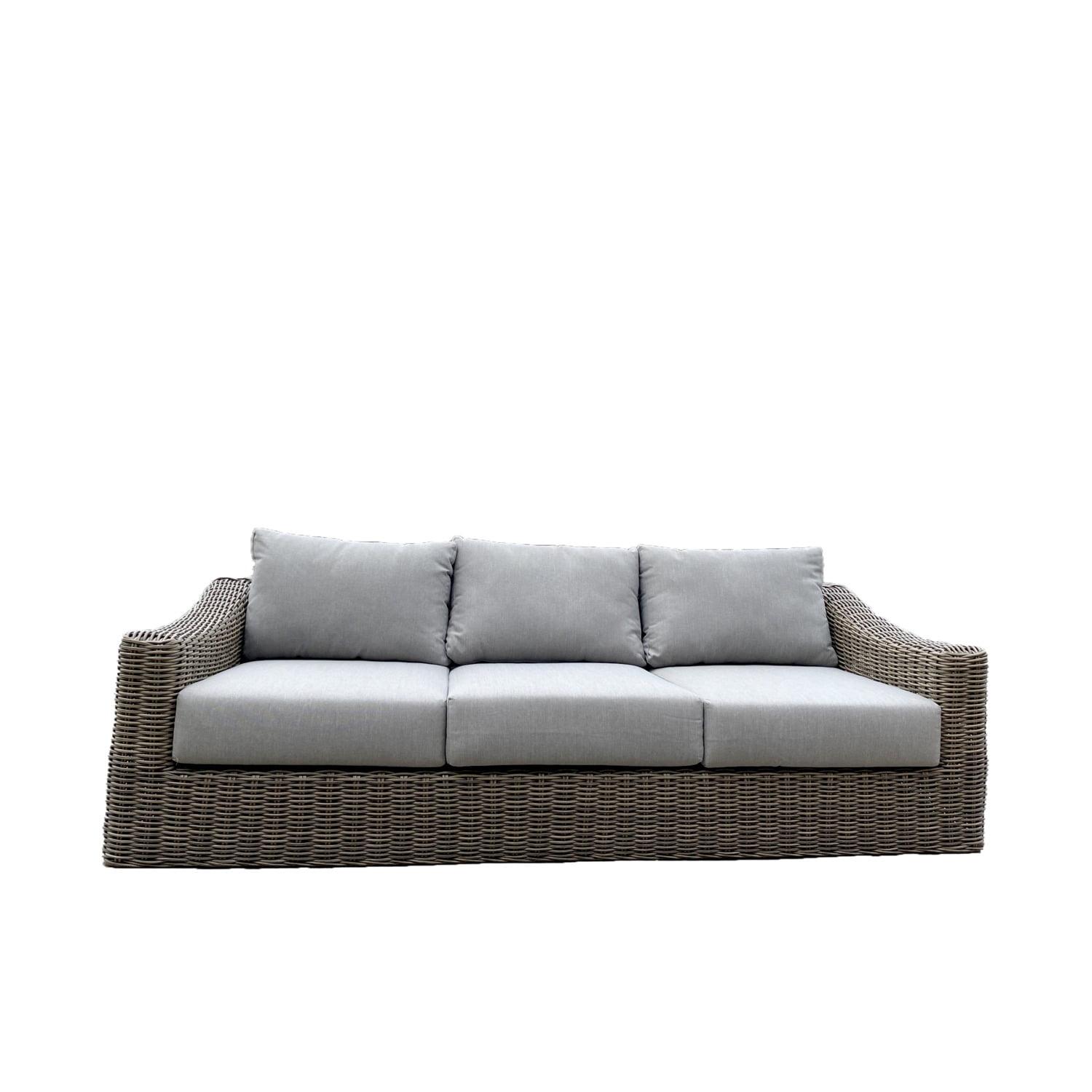 Tulum Two-Tone Dark Beige and Silver Resin Wicker Outdoor Sofa