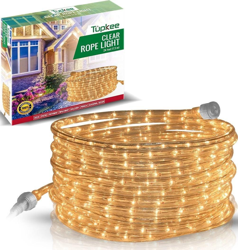 Modern Warm Clear 24ft Waterproof Incandescent Rope Light