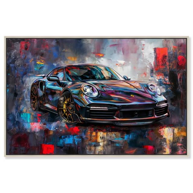 Turbocharged Porsche I Canvas Lux Car Paintings by Art Remedy, Silver Frame, 15" x 10"